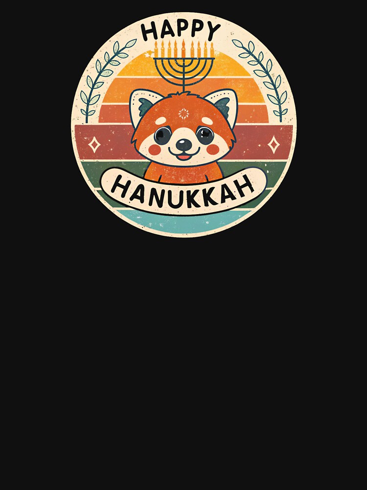 Happy Hanukkah Cute Fox – Kawaii Jewish Holiday Retro Illustration by A1MarketDesigne
