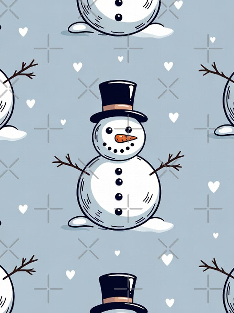 Cute Snowman Pattern With Hearts by SassyArtistry