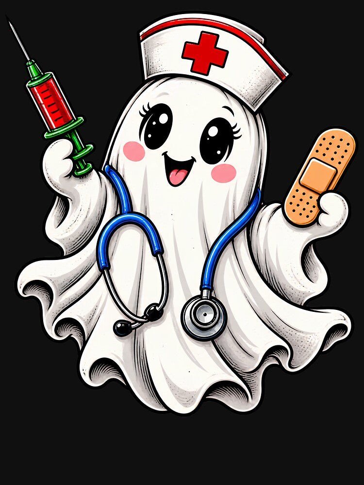 Cute Ghost Nurse Halloween Shirt Funny Spooky Nurse Life by Artbyrome