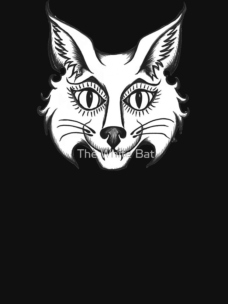 Black and White Retro Halloween Cat Face by The White Bat