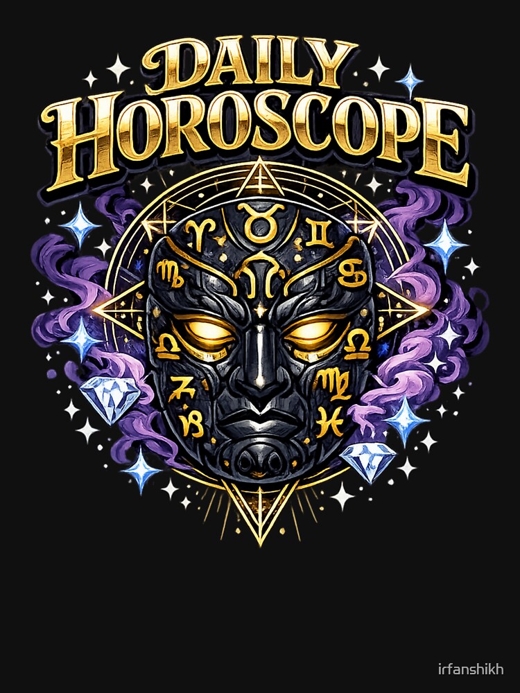 Mystical Zodiac Mask Daily Horoscope Astrology Design by irfanshikh