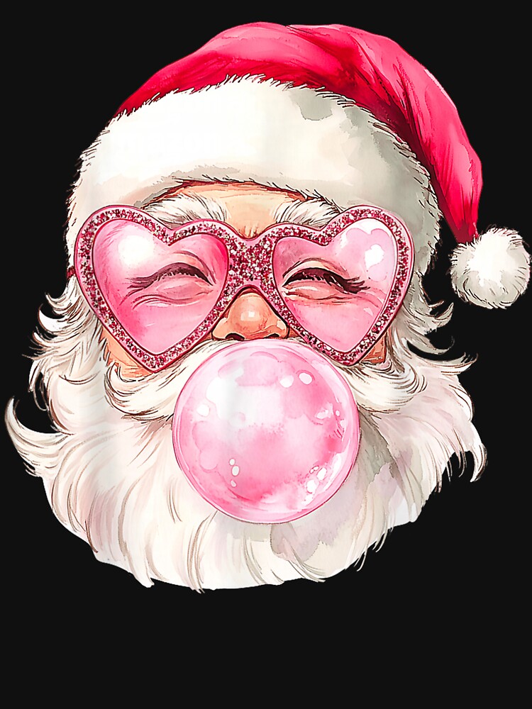 Vintage Retro Santa Christmas Bubble Gum Pink Sunglasses by BASKF