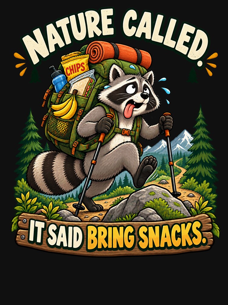Nature Called Bring Snacks - Raccoon Hiker by Good Mood Foundry