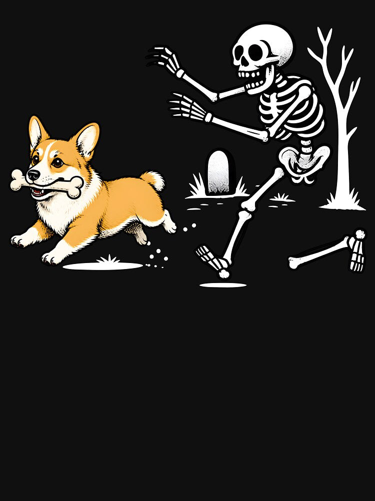 Funny Skeleton Chasing Dog by milomatchart