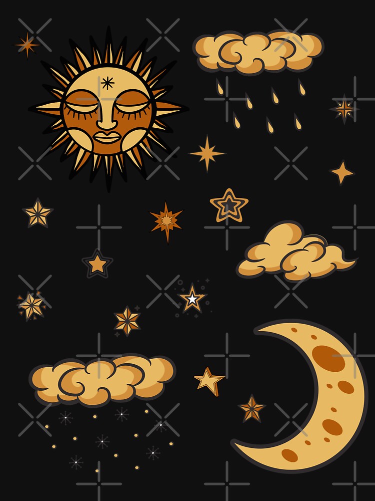 sun and moon trendy celestial modern art by cutecrazytshirt