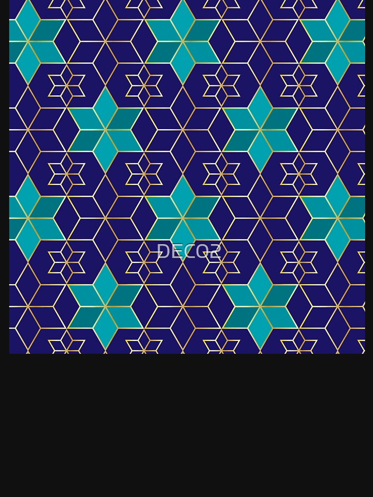 Hanukkah Jewish Star Geometric Pattern in Blue Contemporary by DEC02