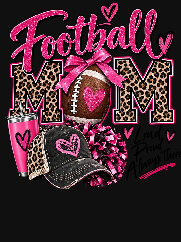 Football Mom Shirt | Leopard Print Football Mama Pink Bow Tee by Wiamprint