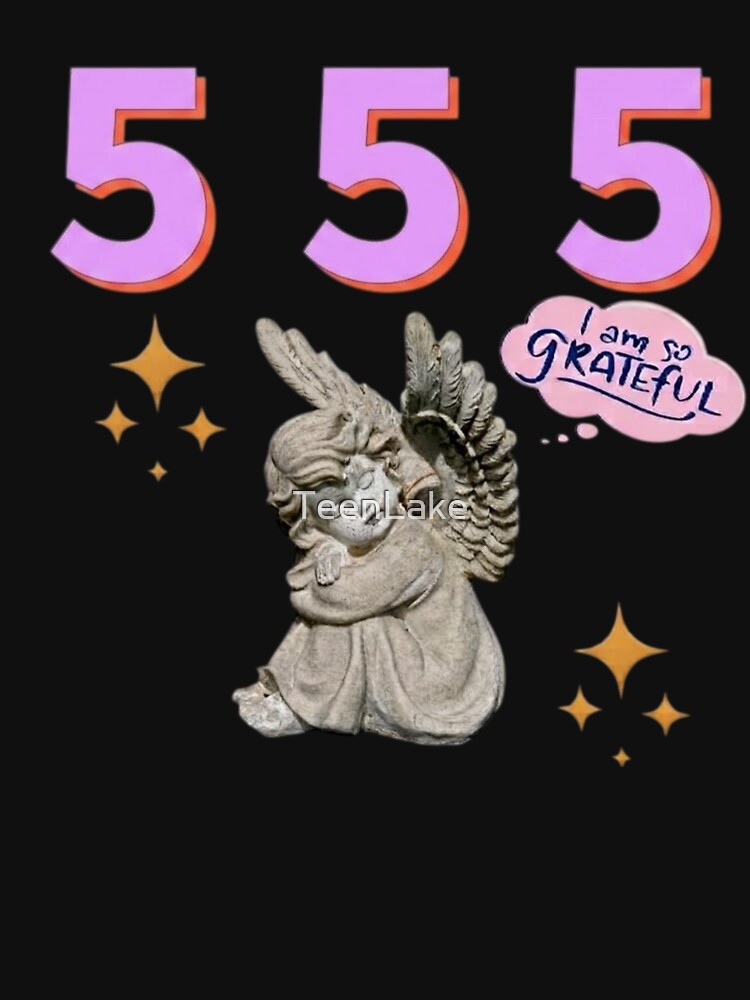 555 Angel Number Design | Aesthetic | Manifest | Manifestation | Grateful | Angels | Spiritual | Gratitude Journals | Pink |  tshirts, mugs, stickers, posters by TeenLake