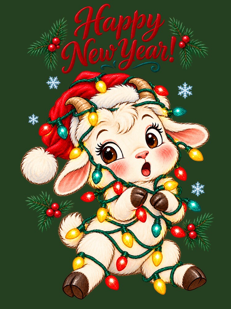 Happy New Year Cute Goat Cozy Christmas Armchair by SayMaria
