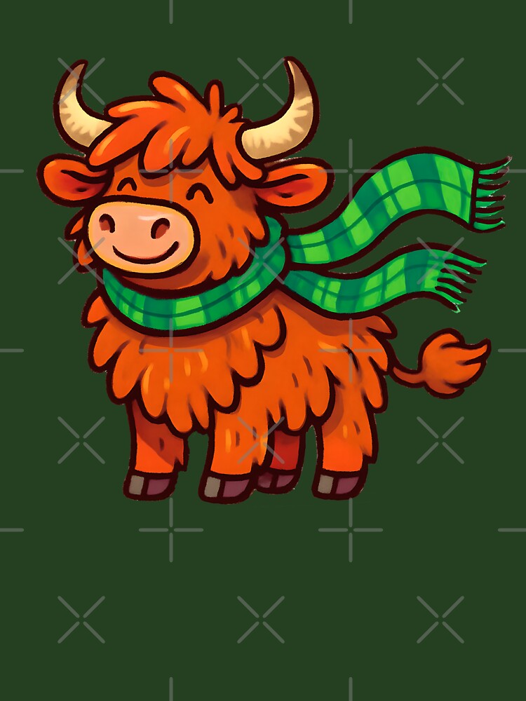 Highland cow tartan scarf by Metaverse8