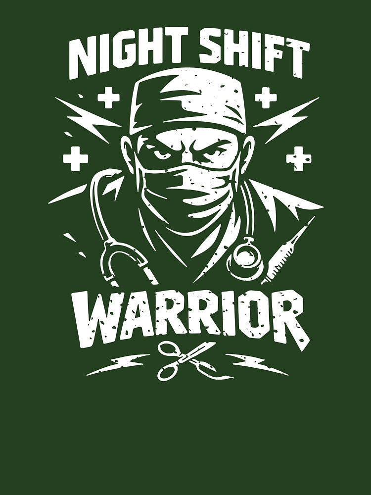 Night Shift Warrior – Dark Graphic Nurse Hoodie, Nurse Week Gift by KiwyStudio