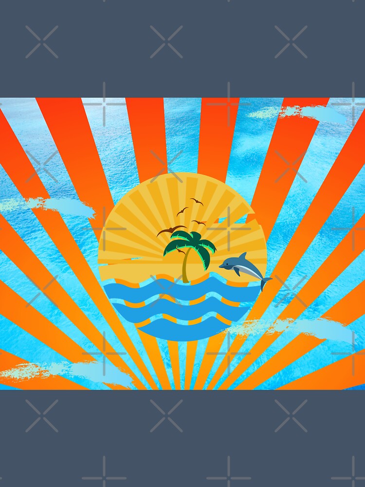 Retro Style Sunset Nautical Life, Ocean, Dolphin by silviaol