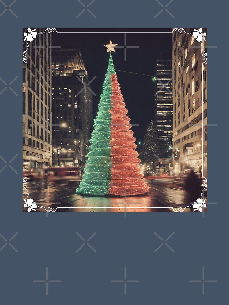 Christmas Tree In The City At Night by BababuuuPrint