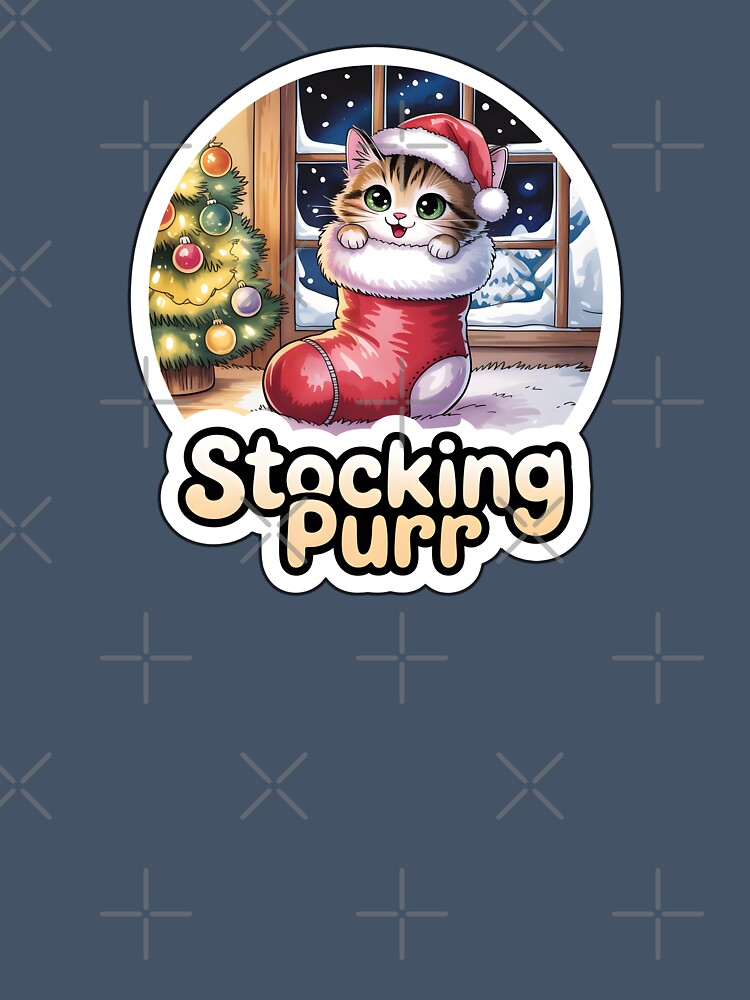 Christmas Cat Sticker – Cute Stocking Purr Kitty in Santa Stocking Holiday Art by Nuist25