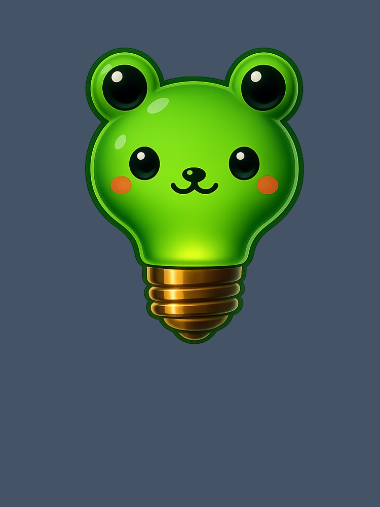 Cute Green Frog Lightbulb – Kawaii Neon Glow Frog Design by GoldenDreamGallery