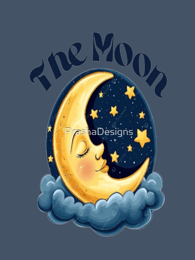 The Moon – Celestial Night Sky Lunar Art by PrashaDesigns