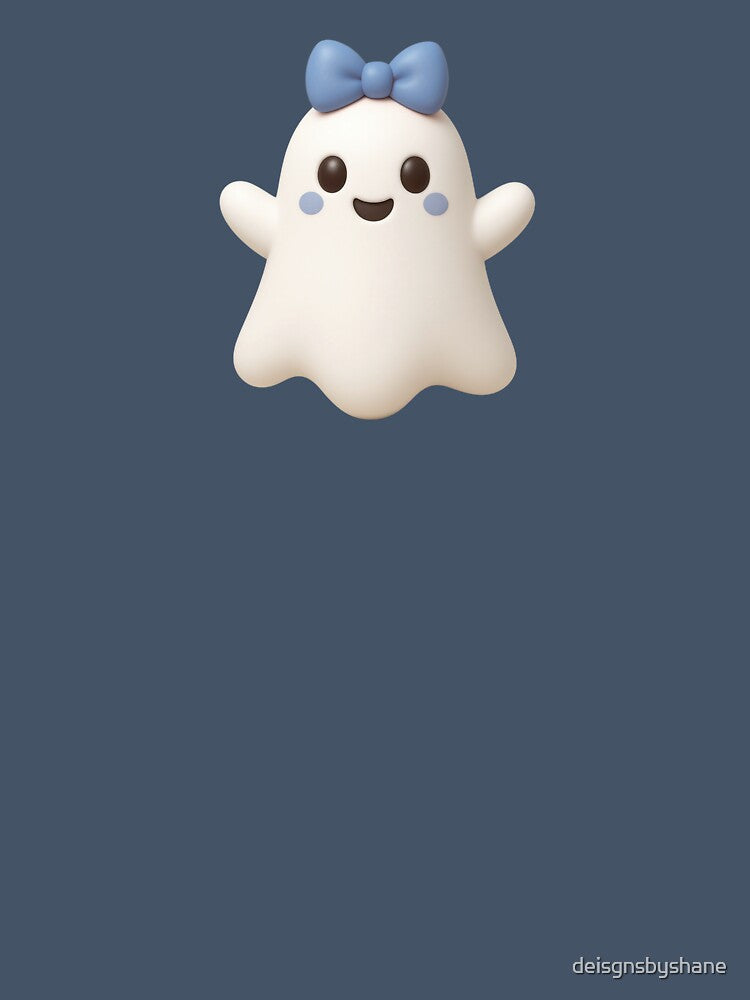 Happy Little Ghost With Blue Bow by deisgnsbyshane