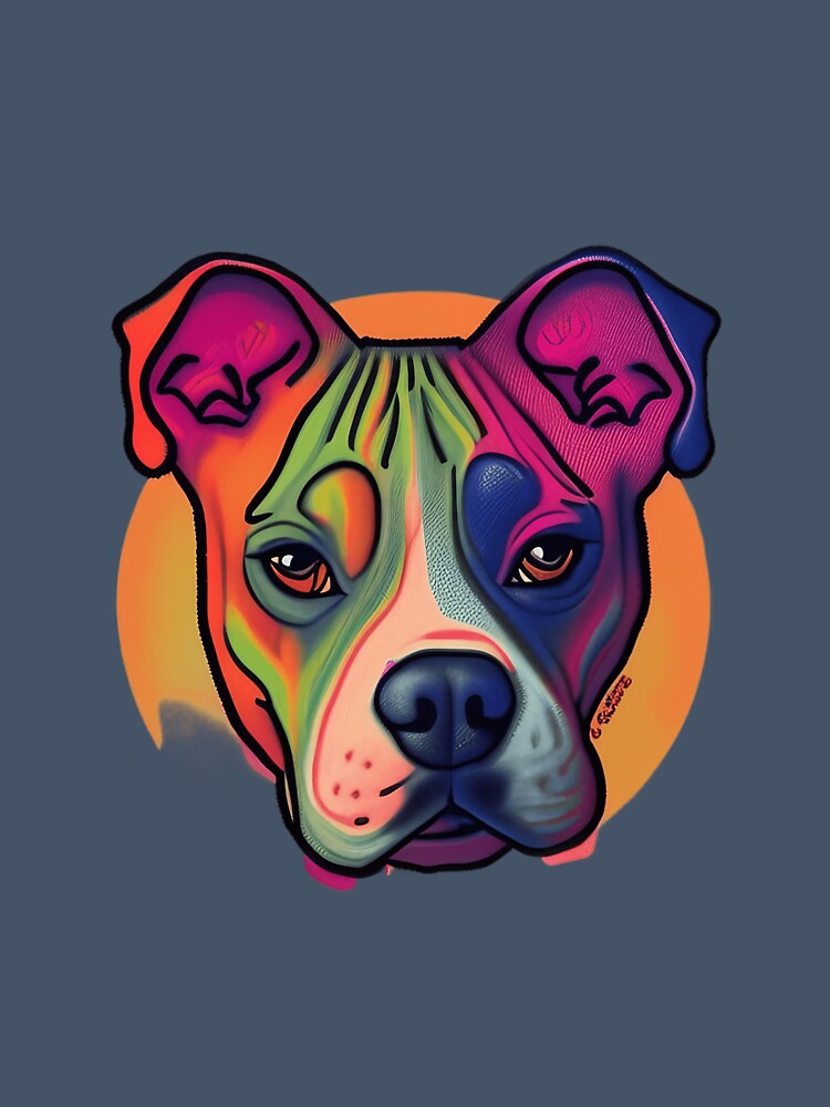 Retro Sunset Colorful Pit Bull by Alex-JuJu