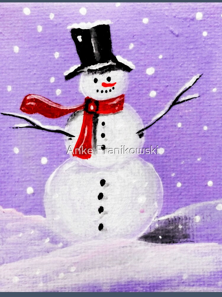 Happy snowman painted on canvas - this is a cute winter motif by Anke Franikowski