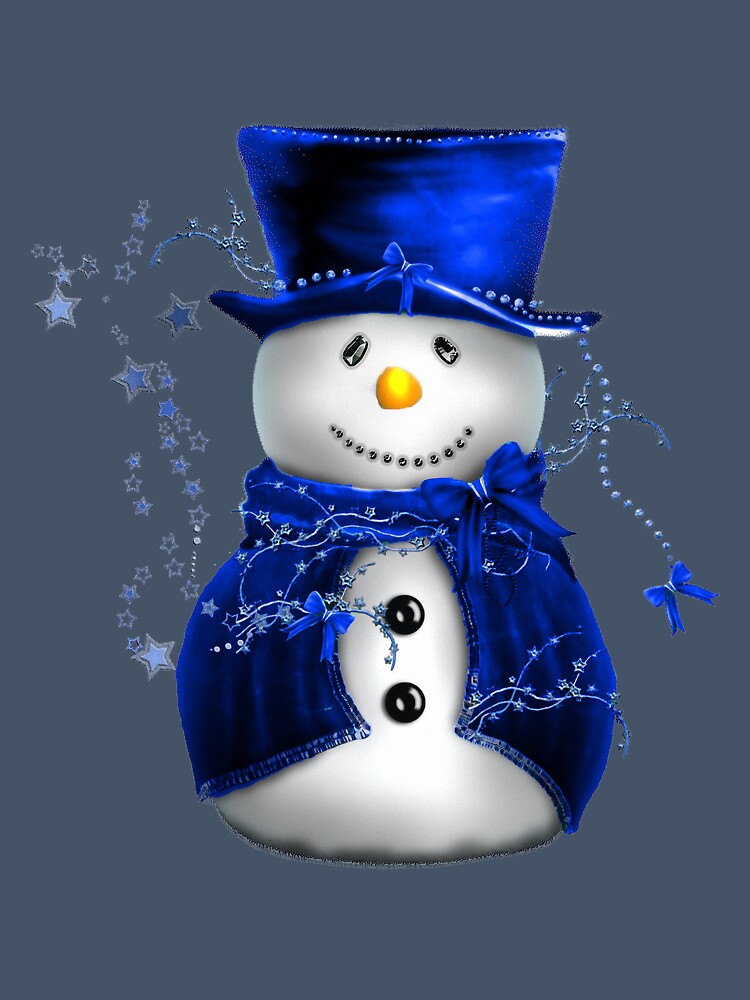Christmas Snowman in Blue Velvet by GraphicAllusion