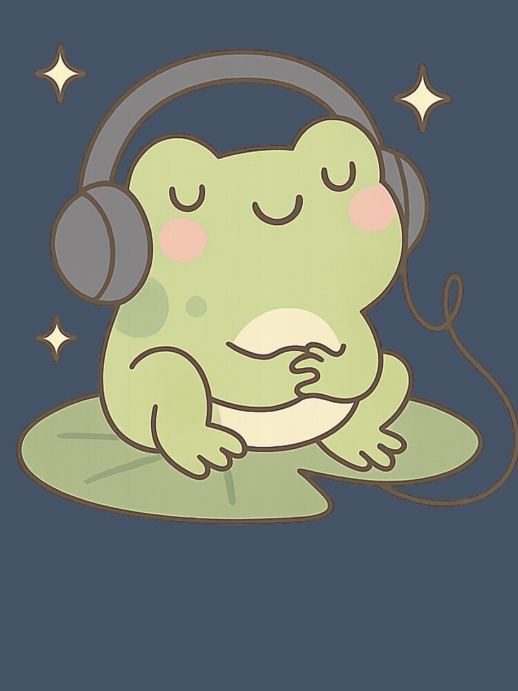 Chill Frog Listening to Music by starcupzz