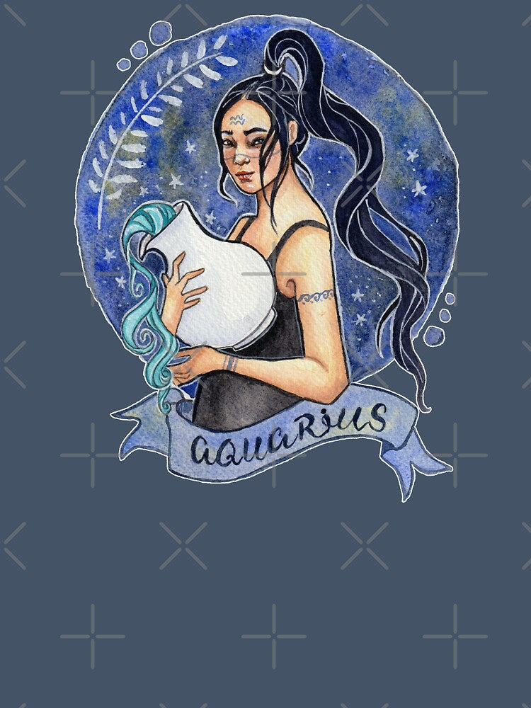 Aquarius Zodiac Sign Celestial Air Element Magic Art by esmavart