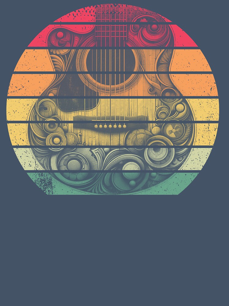 Funny Retro Vintage Distressed Acoustic Guitar Music by REDDLINE