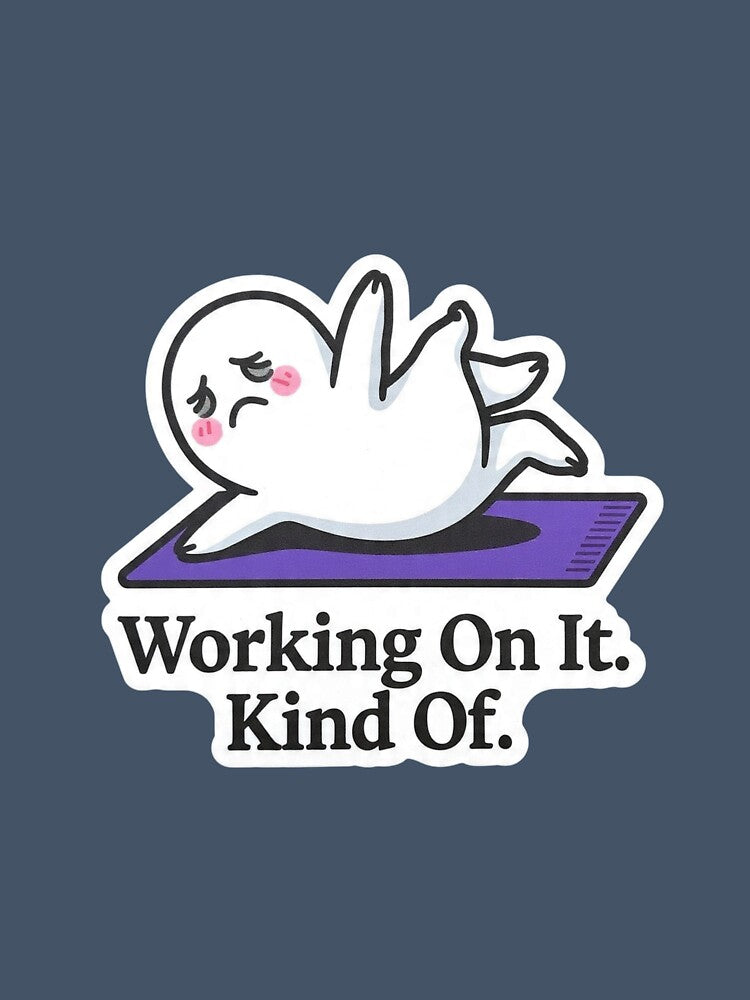 Working On It Kind Of Ghost Yoga Fail Funny Design by BooDesignStudio
