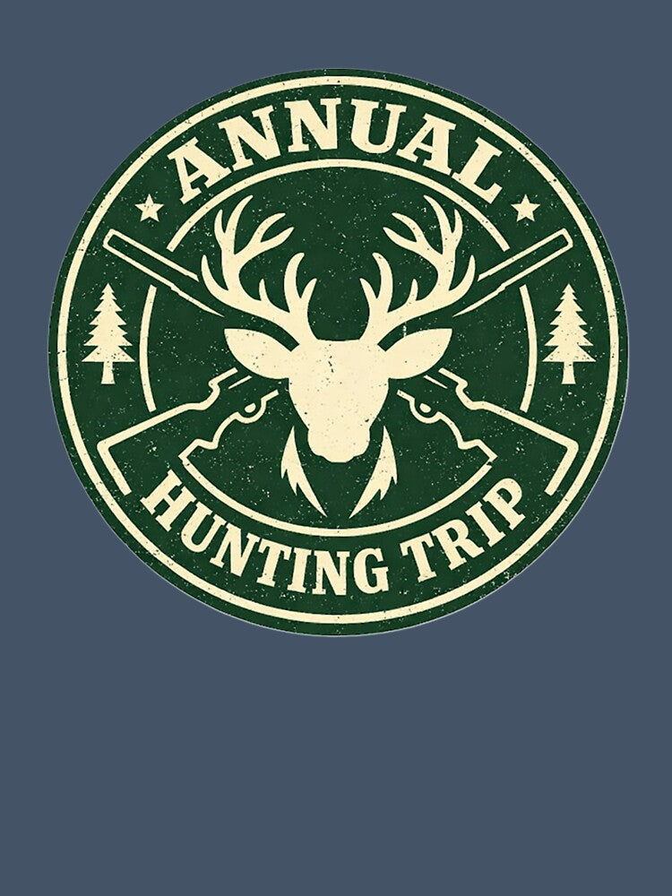 Annual Hunting Trip Vintage Badge – Deer & Rifle Outdoor Crest Design by EastEndTownie