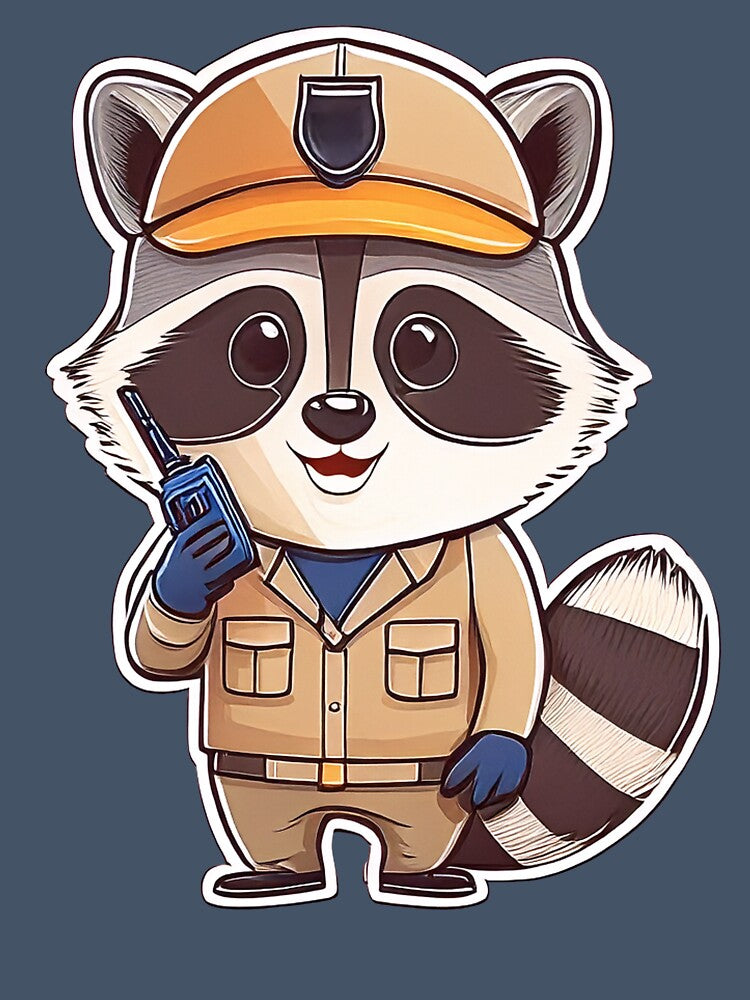 Cute Security Guard Raccoon With Walkie Talkie Cartoon by ChernivtsiSkoda