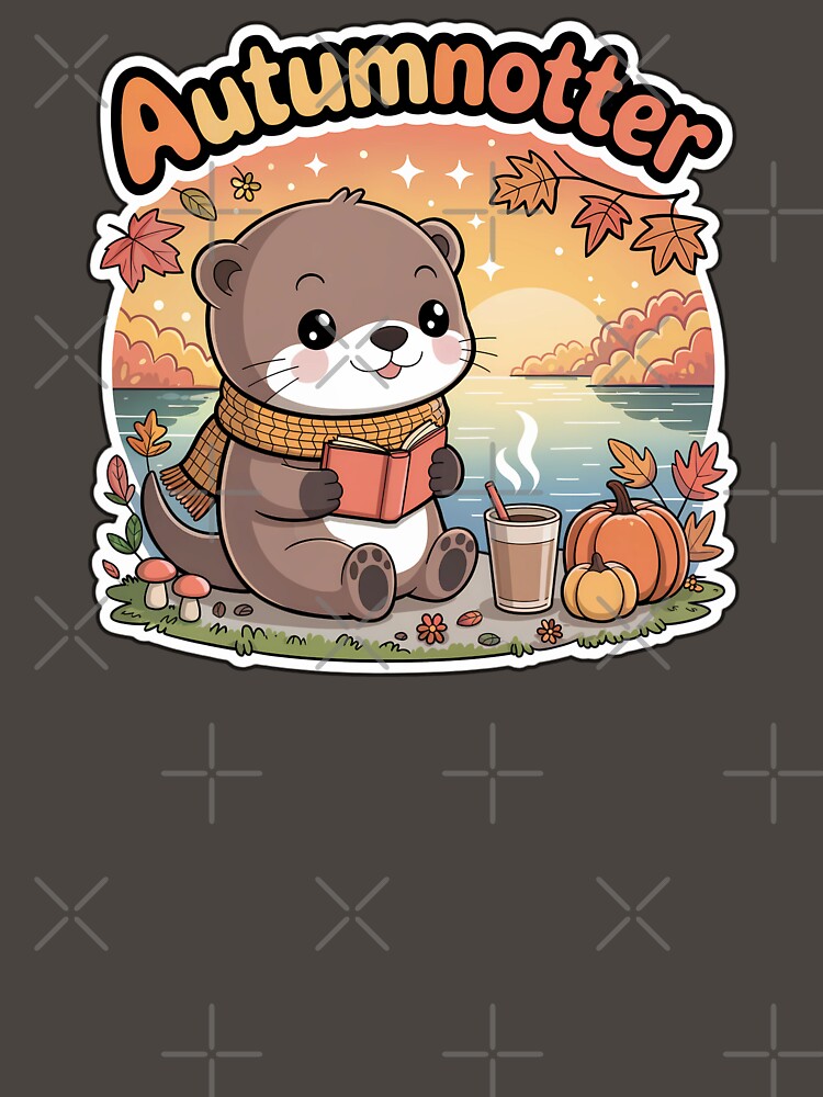 Autumnotter – Cute Chibi Otter Reading by the Riverside Sticker | Cozy Autumn Animal Art by Nuist25