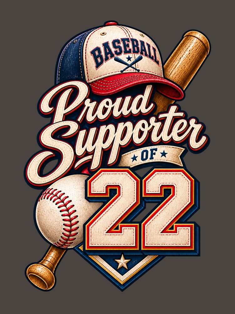 Proud Supporter of #22 – Vintage Baseball Player Number by HO•Designs