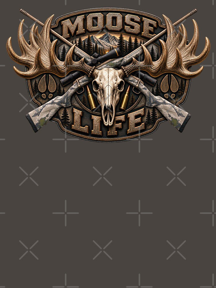 Moose Life American Flag Hunting Trophy Moose Skull Rustic Hunting Wall Art by artistwill