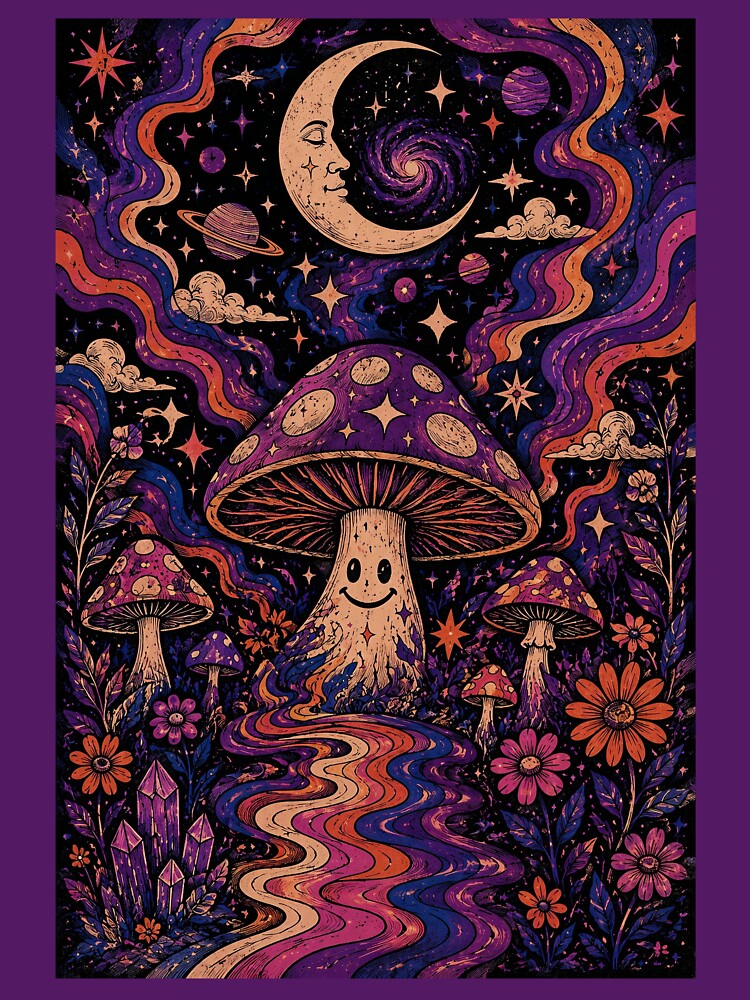 Retro Cosmic Mushroom Dreams by Wickhed