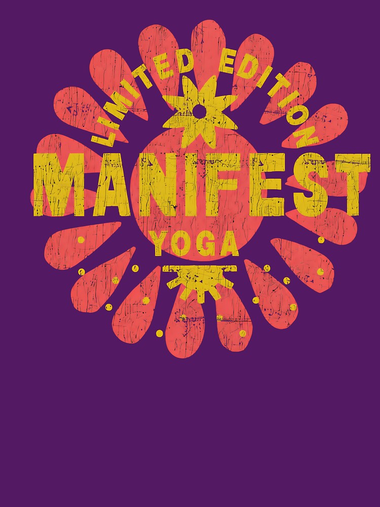 Manifest Yoga Retro Design Tee by Flow-n-Flourish