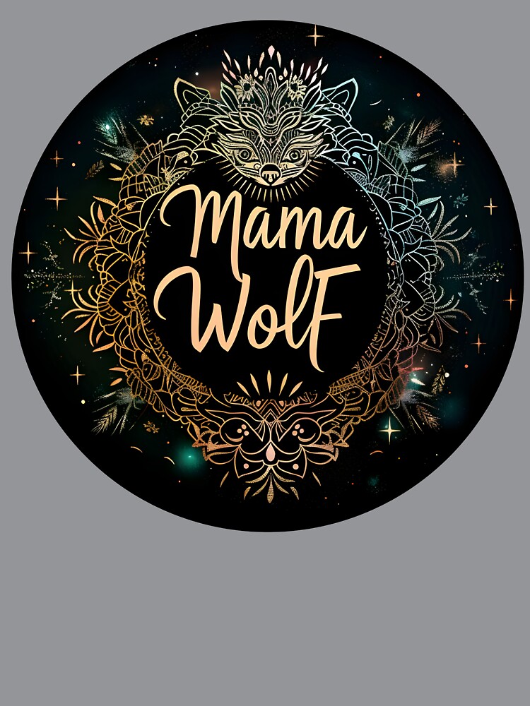 Mama Wolf Cute Tribal Rainbow Magical Mandala Round by tribalfantasy