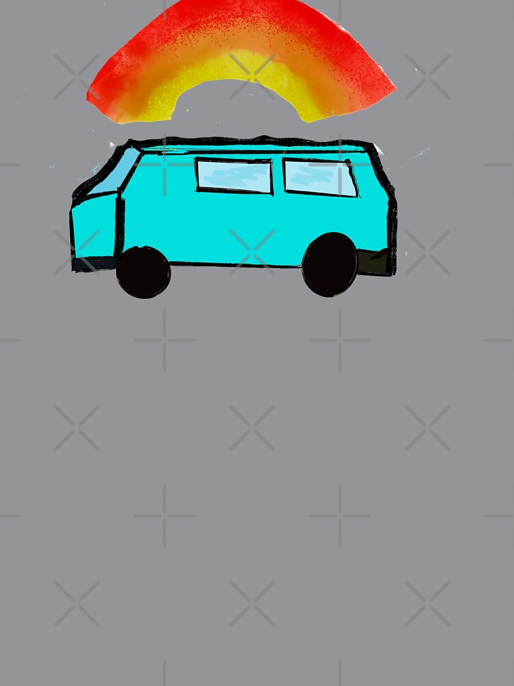 Turquoise van with rainbow by headtrackerart