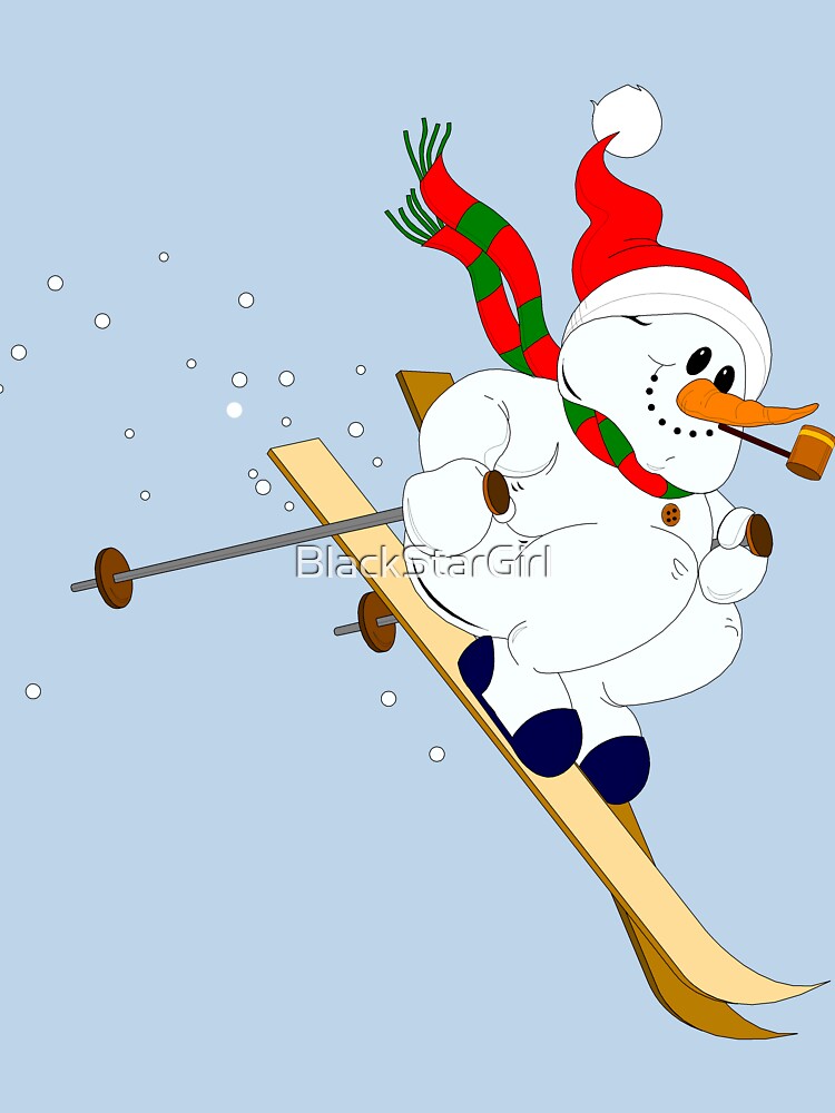 Merry Christmas Snowman On Skis by MurphyMorganGifts
