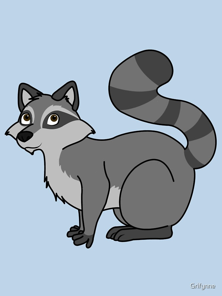 Silver Raccoon with Striped Tail by Grifynne