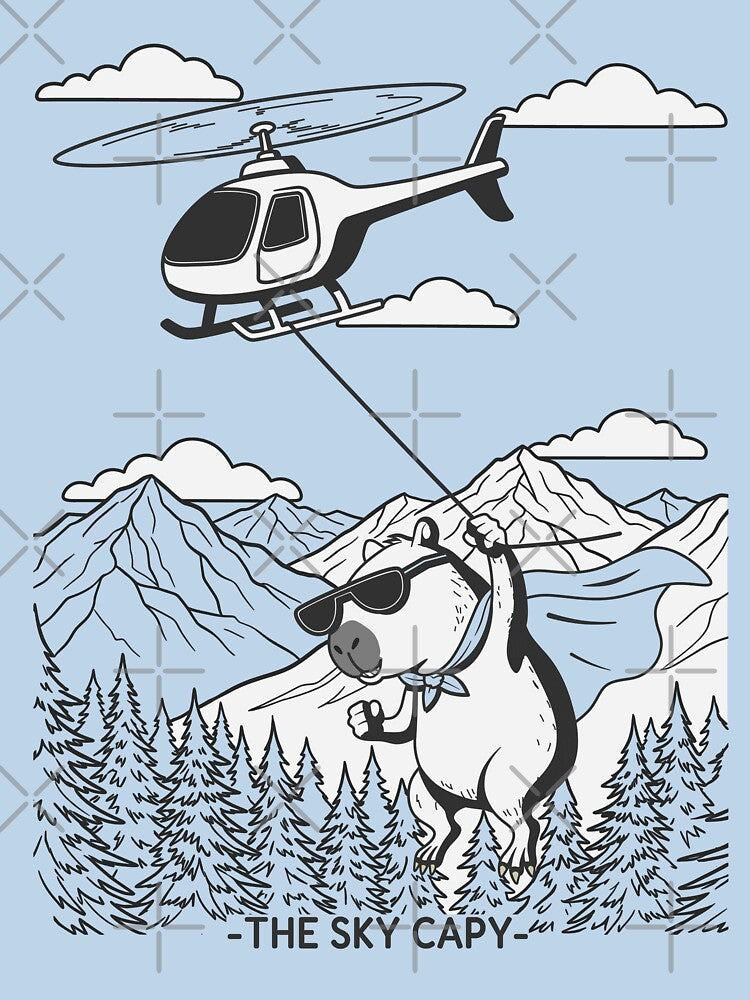 THE SKY CAPY Helicopter Action Superhero Capybara by cloneshark