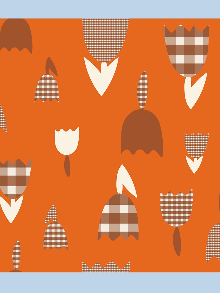 Feedsack Gingham Tulip Floral in Orange + Brown by YesterdayColl