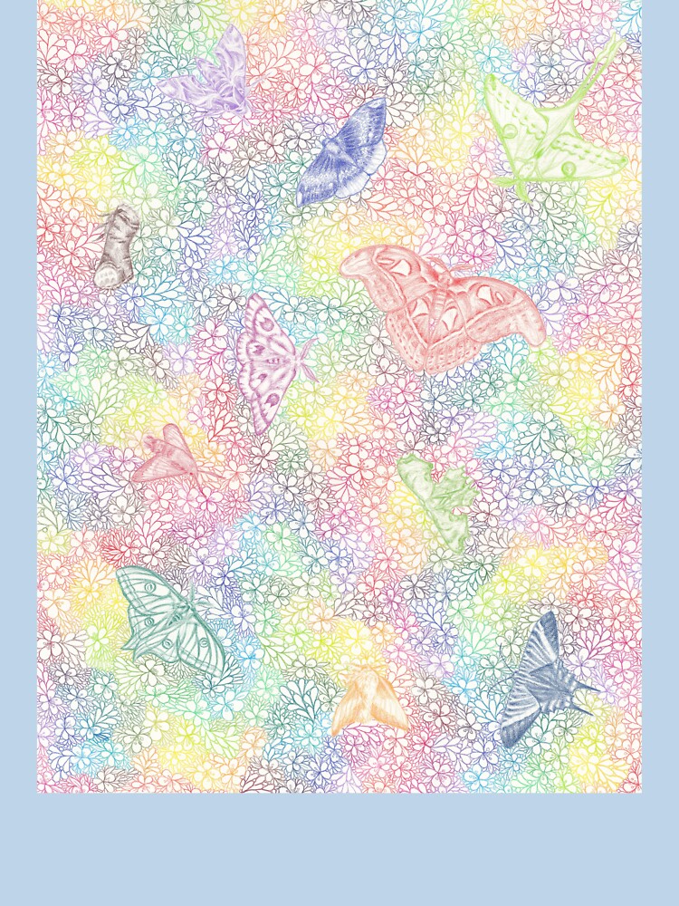 Metamorphosis of Fears : Unique Moths Among Rainbow Flowers by SonoSonoStudio