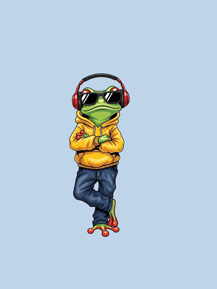 Swagger Frog in Hoodie with Headphones | Cool Urban Streetwear Frog Cartoon by MMK1SHOP