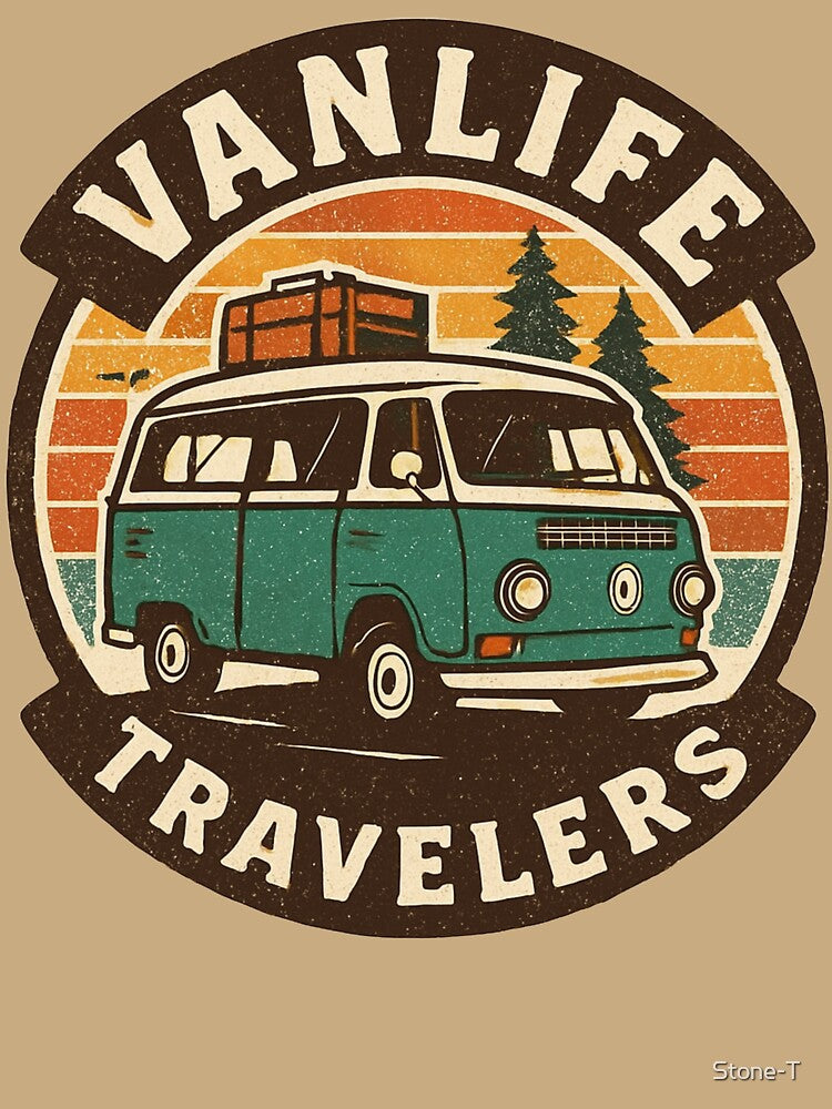 Van Life Travelers Vintage Retro Badge - Outdoor Adventure Art by Stone-T