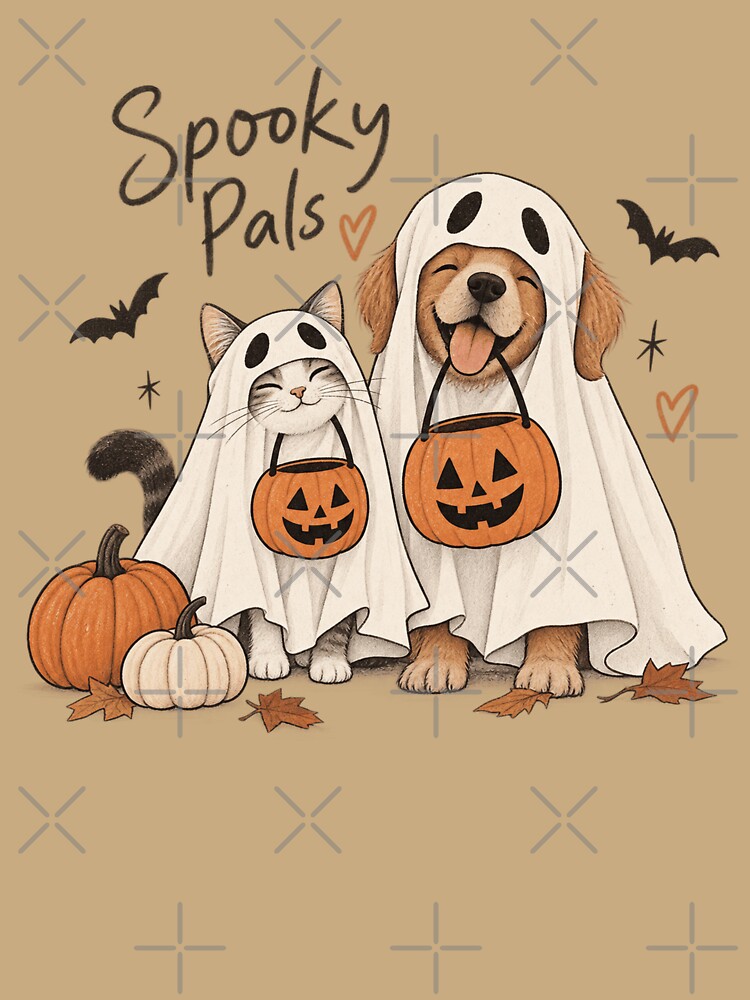 Spooky Pals Cat & Dog Ghosts – Cute Halloween Pet Design by 1DreamerShop