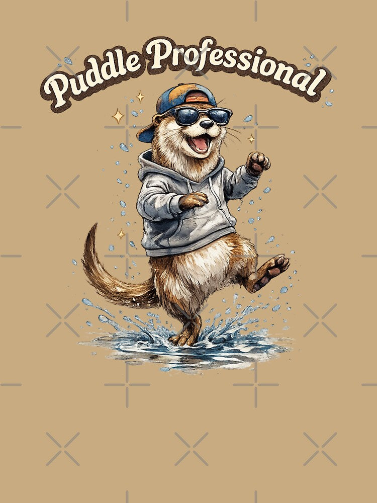 Puddle Professional Otter – Funny Rain Lover Watercolor Cute Animal Hoodie Cartoon Sticker by HOUSE OF TIST