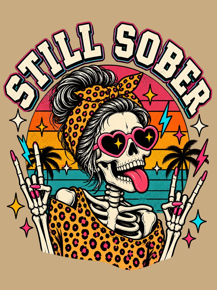 Still Sober Skeleton Retro Skull with Heart Sunglasses retro by YeddiLoy