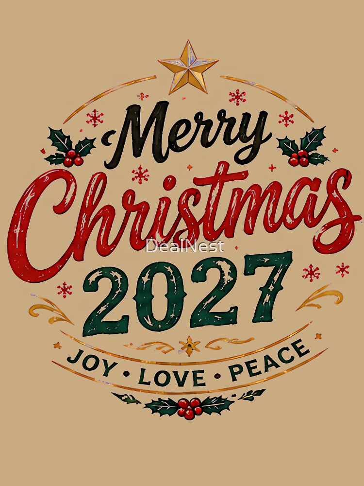 Merry Christmas 2027 Joy Love Peace T-Shirt by DealNest