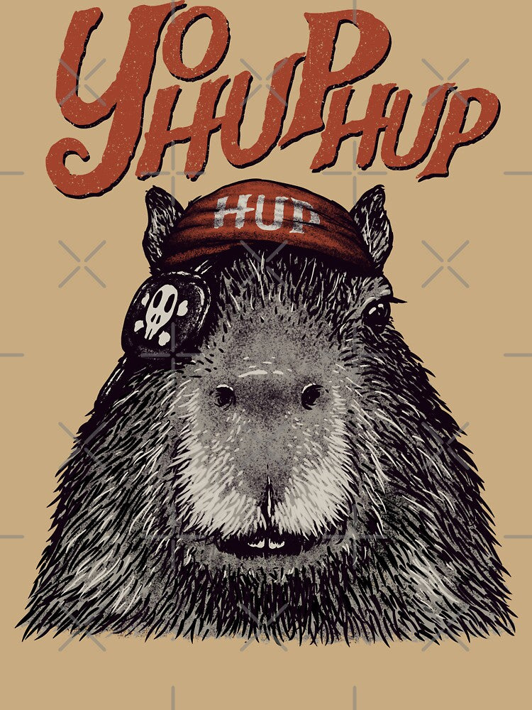 Capyrate - YoHupHup Red Pirate Capybara Yo Ho Ho Yohoho | His Name - Gort | Capy Yuzu | Pet Mat Bandana by Any Color Designs