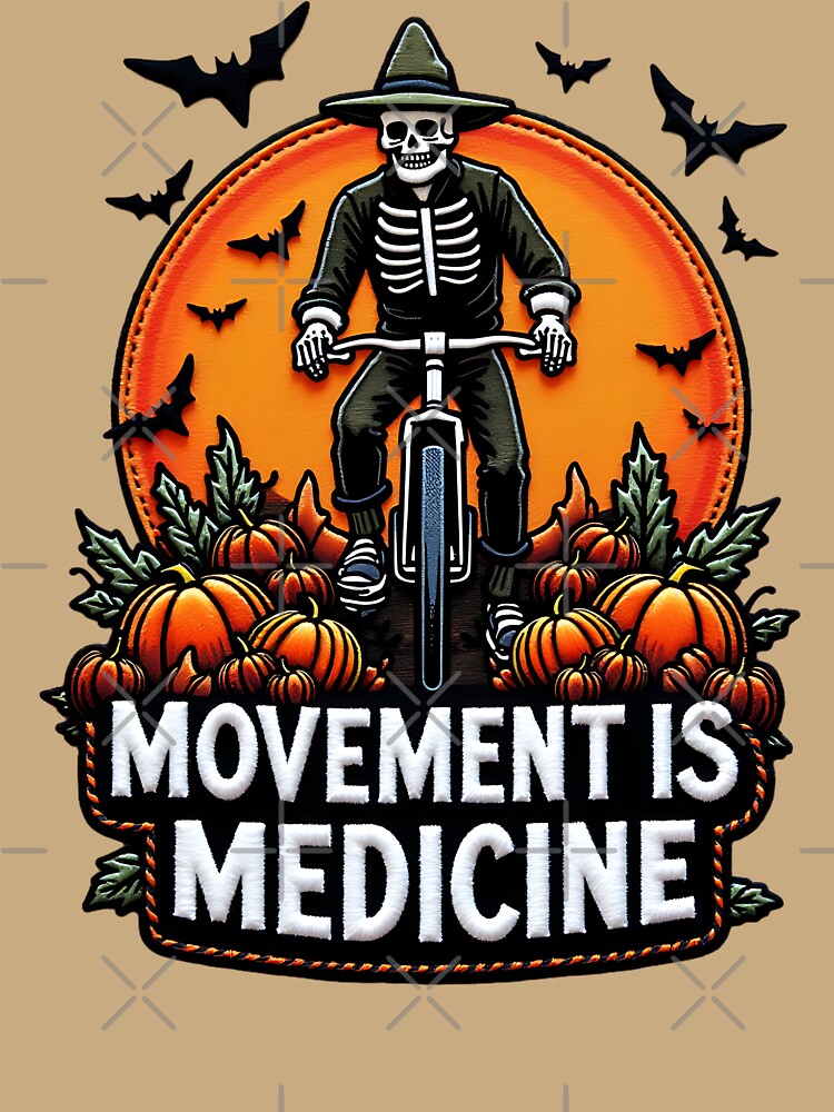 Movement Is Medicine Skeleton Halloween Pumpkin Cycling by ArtDesignTp
